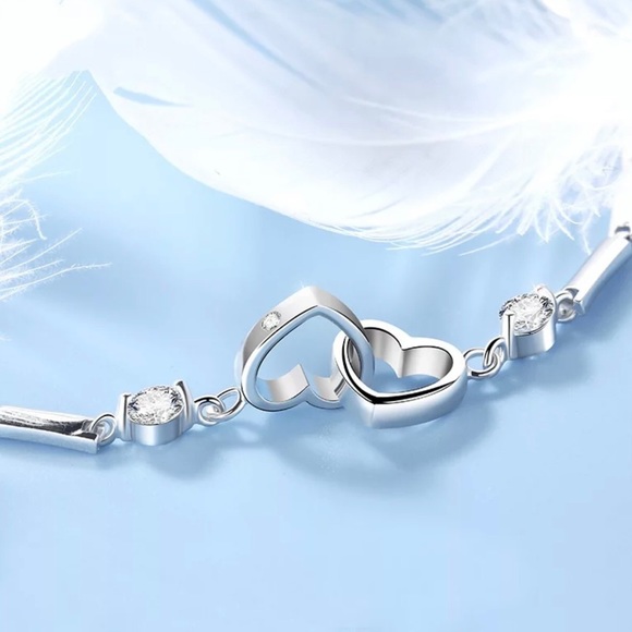 💝925 Sterling Silver Double Heart Bracelet 💝 - Picture 6 of 6